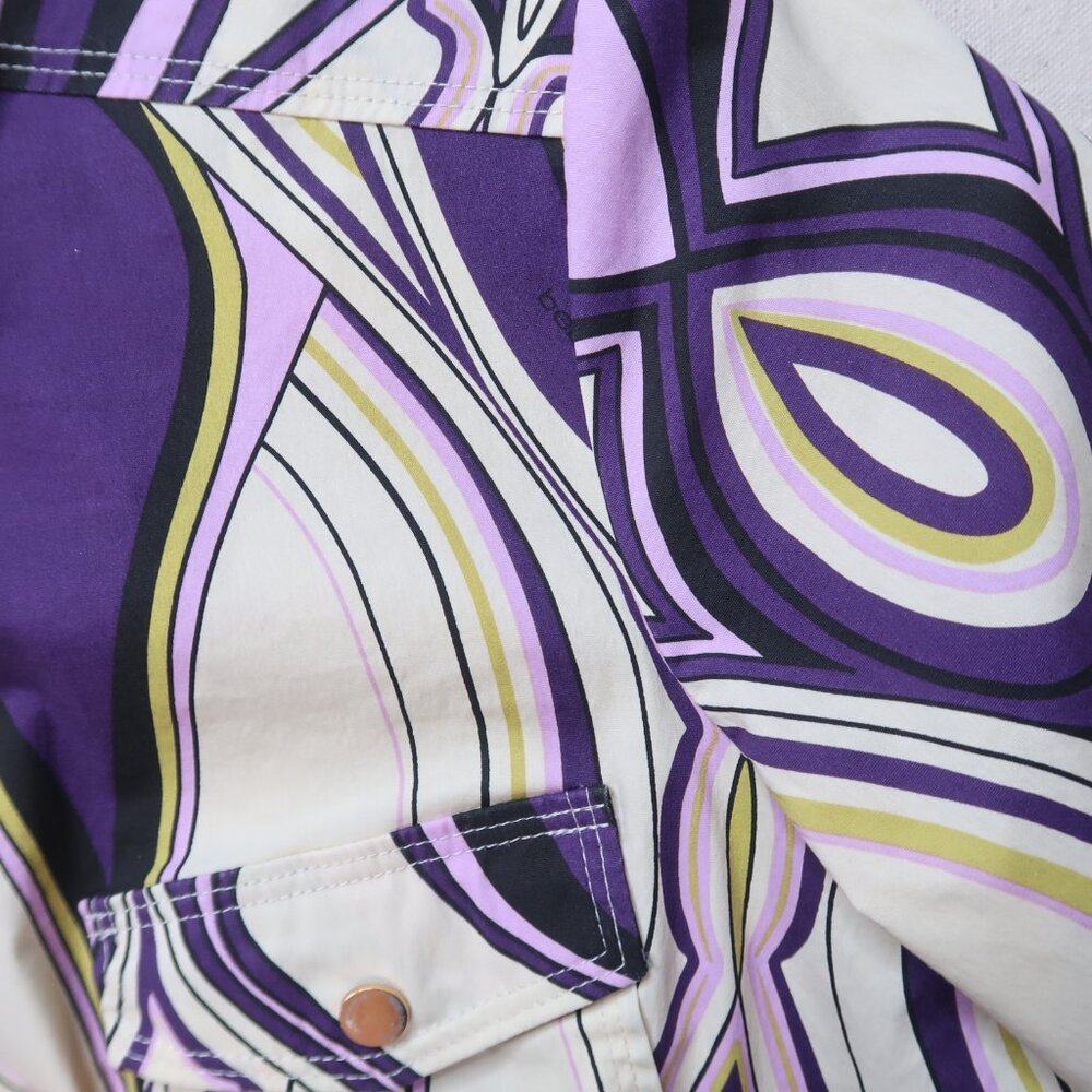 Vintage Bebe Purple Collard Snap Button Long Sleeve Blouse - Picture 7 of 16
